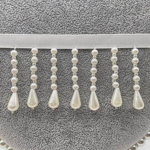 Fringe Trim Tassel,Crystal Beaded Pendant Tassel, Tassel Edge (White 2 Yard) in Saudi Arabia