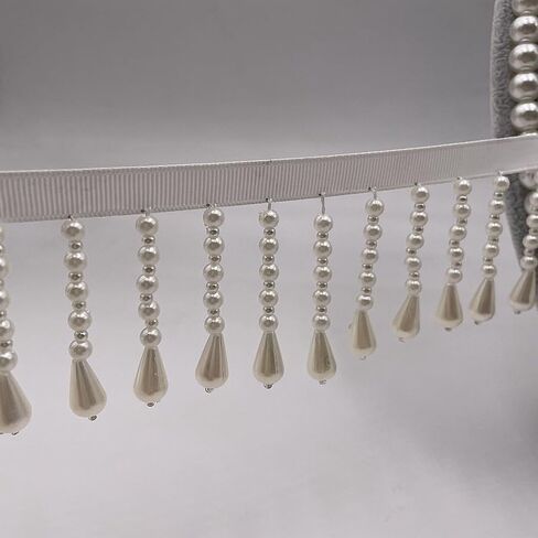 Fringe Trim Tassel,Crystal Beaded Pendant Tassel, Tassel Edge (White 2 Yard) in Saudi Arabia