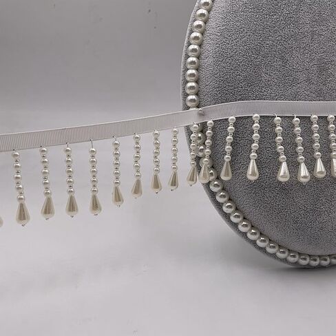 Fringe Trim Tassel,Crystal Beaded Pendant Tassel, Tassel Edge (White 2 Yard) in Saudi Arabia
