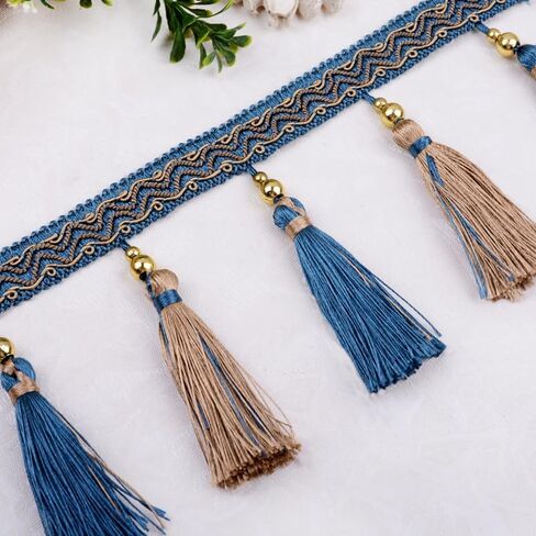 Fringe Trim Tassel,Crystal Beaded Pendant Tassel, for Sofa Tablecloth Home Decoration Fabric Ribbon Trimming(9) in Saudi Arabia