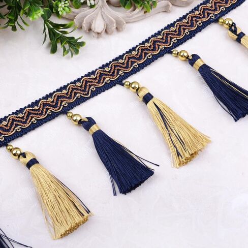 Fringe Trim Tassel,Crystal Beaded Pendant Tassel, for Sofa Tablecloth Home Decoration Fabric Ribbon Trimming(9) in Saudi Arabia