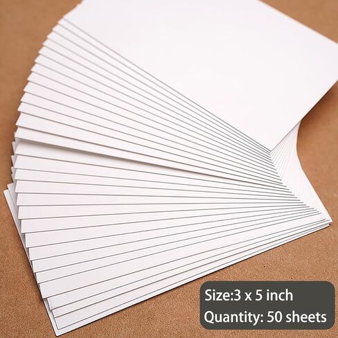 ورقة بطاقات 3x5 ، 50 ورقة 3 × 5 بطاقات فهرس 250GSM/92 رطل ورق بطاقات أبيض ثقيلة فارغة لمشاريع DIY ، والبطاقات البريدية ، والدعوات ، والحرف اليدوية in Kuwait