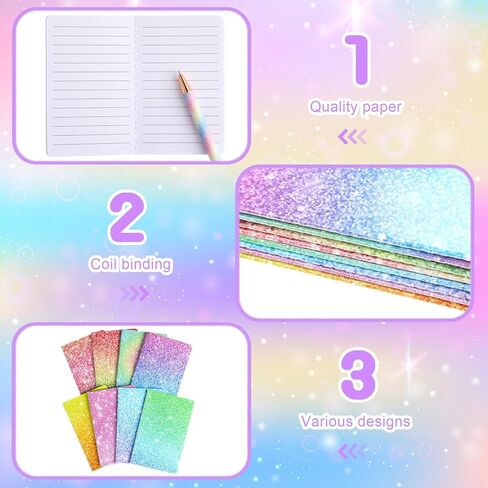 24 PCS ألوان بريق ميني ميني المفترات لصالح الحفلات 6 دفتر ملاحظات لطيف 32 صفحات 5 × 3 بوصات ورقة سفر المجلات المليئة بالمنشورات لمكافأة هدية عيد الميلاد (اللون الكلاسيكي) in Kuwait