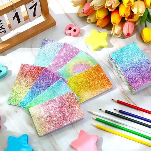 24 PCS ألوان بريق ميني ميني المفترات لصالح الحفلات 6 دفتر ملاحظات لطيف 32 صفحات 5 × 3 بوصات ورقة سفر المجلات المليئة بالمنشورات لمكافأة هدية عيد الميلاد (اللون الكلاسيكي) in Kuwait