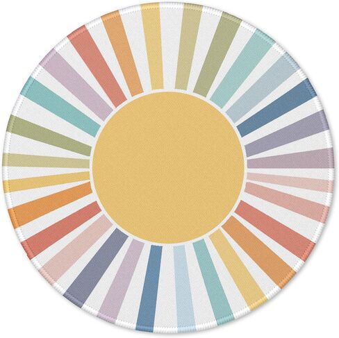 Mouse Pad，Boho Rainbow Sun Round Mousepad，Small Non-Slip Rubber Gaming Pads，Office Dorm Computer Laptop Mouse pad 7.9 x 7.9 Inch Mid-Century Modern Prints Boho Decorate Mousepad in Kuwait