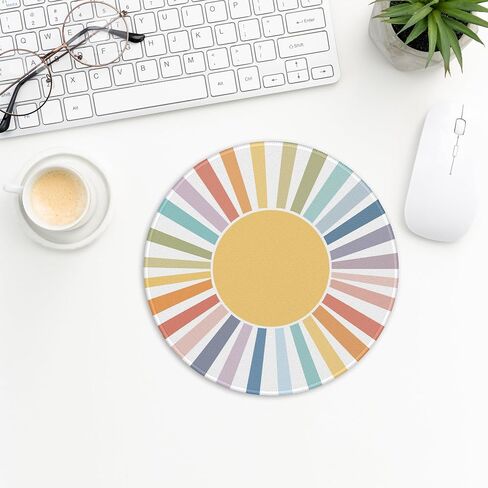 Mouse Pad，Boho Rainbow Sun Round Mousepad，Small Non-Slip Rubber Gaming Pads，Office Dorm Computer Laptop Mouse pad 7.9 x 7.9 Inch Mid-Century Modern Prints Boho Decorate Mousepad in Kuwait