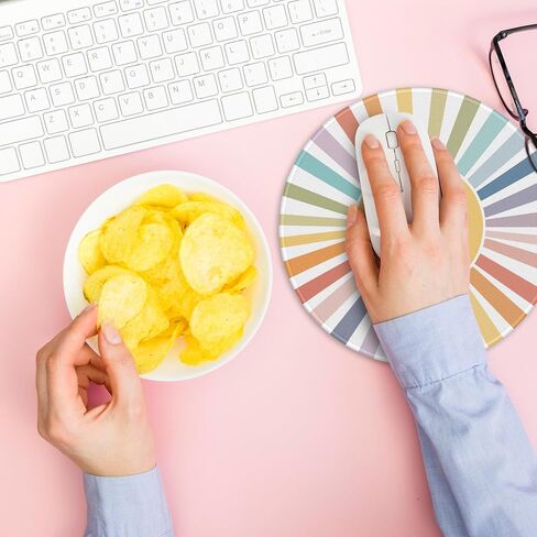 Mouse Pad，Boho Rainbow Sun Round Mousepad，Small Non-Slip Rubber Gaming Pads，Office Dorm Computer Laptop Mouse pad 7.9 x 7.9 Inch Mid-Century Modern Prints Boho Decorate Mousepad in Kuwait