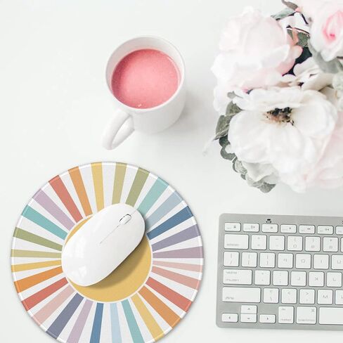 Mouse Pad，Boho Rainbow Sun Round Mousepad，Small Non-Slip Rubber Gaming Pads，Office Dorm Computer Laptop Mouse pad 7.9 x 7.9 Inch Mid-Century Modern Prints Boho Decorate Mousepad in Kuwait