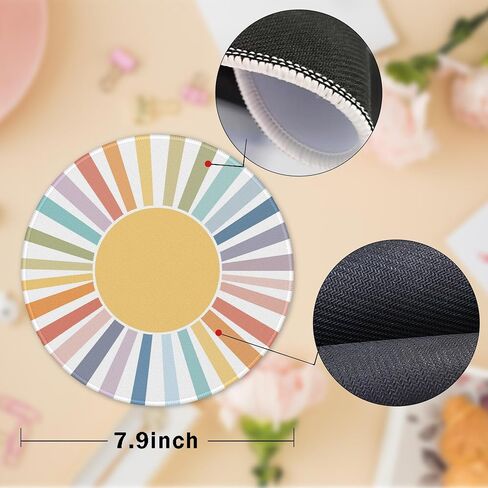 Mouse Pad，Boho Rainbow Sun Round Mousepad，Small Non-Slip Rubber Gaming Pads，Office Dorm Computer Laptop Mouse pad 7.9 x 7.9 Inch Mid-Century Modern Prints Boho Decorate Mousepad in Kuwait