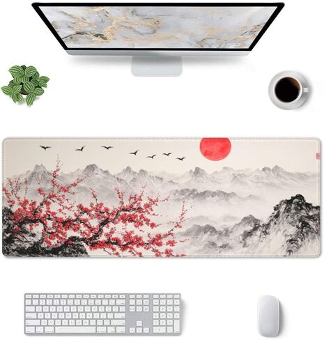 Large Gaming Mouse Pad, XXL Mousepad with Japanes Style Ink Painting Pattern, Large Mouse Mat Desk Pad for Keyboard and Mouse, Gaming Computer Laptop PC Desk Office Accessories in Kuwait