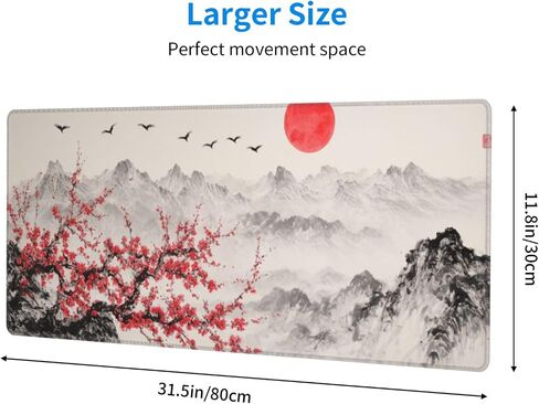 Large Gaming Mouse Pad, XXL Mousepad with Japanes Style Ink Painting Pattern, Large Mouse Mat Desk Pad for Keyboard and Mouse, Gaming Computer Laptop PC Desk Office Accessories in Kuwait