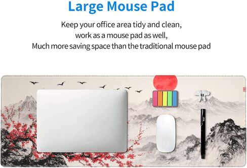 Large Gaming Mouse Pad, XXL Mousepad with Japanes Style Ink Painting Pattern, Large Mouse Mat Desk Pad for Keyboard and Mouse, Gaming Computer Laptop PC Desk Office Accessories in Kuwait