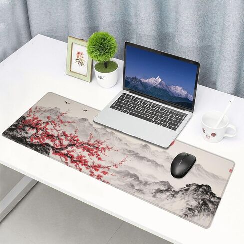 Large Gaming Mouse Pad, XXL Mousepad with Japanes Style Ink Painting Pattern, Large Mouse Mat Desk Pad for Keyboard and Mouse, Gaming Computer Laptop PC Desk Office Accessories in Kuwait