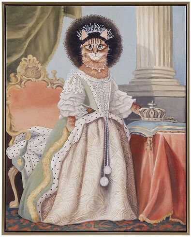 Madison Park Pet Wall Art, Funny Animal Canvas Wall Decor for Bedroom, Printed And Stretched, Framed, Ready To Hang, Classic Parody, Study, Living Room Décor - Bohemian Cat Pet Portrait in Kuwait