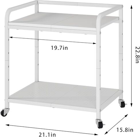 21"x15.8" Large Printer Stand with Storage, 2-Tier Under Desk Printer Table, Rolling Printer Cart with Lockable Wheels for Home, Office (Brown) in Kuwait