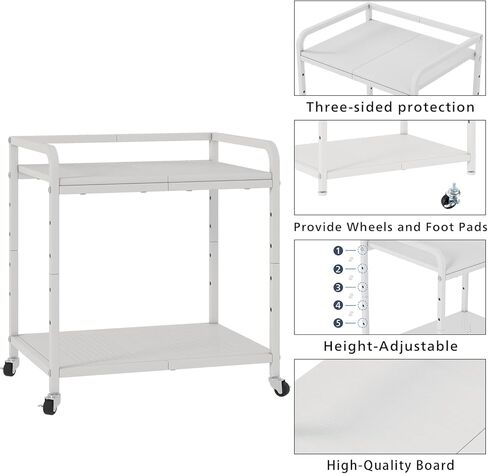 21"x15.8" Large Printer Stand with Storage, 2-Tier Under Desk Printer Table, Rolling Printer Cart with Lockable Wheels for Home, Office (Brown) in Kuwait