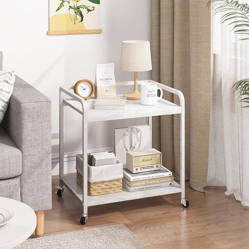 21"x15.8" Large Printer Stand with Storage, 2-Tier Under Desk Printer Table, Rolling Printer Cart with Lockable Wheels for Home, Office (Brown) in Kuwait