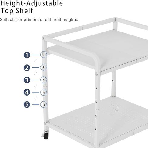21"x15.8" Large Printer Stand with Storage, 2-Tier Under Desk Printer Table, Rolling Printer Cart with Lockable Wheels for Home, Office (Brown) in Kuwait