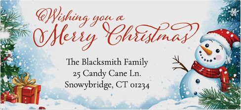 Happy Snowman Personalized Christmas Labels - 120 Labels - Custom Self Adhesive Stickers for Return Address Labels, Gift Tags, Memo's & Seals in Kuwait