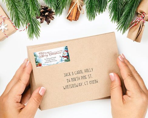 Happy Snowman Personalized Christmas Labels - 120 Labels - Custom Self Adhesive Stickers for Return Address Labels, Gift Tags, Memo's & Seals in Kuwait