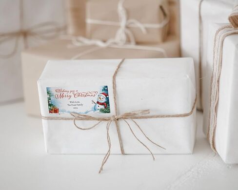 Happy Snowman Personalized Christmas Labels - 120 Labels - Custom Self Adhesive Stickers for Return Address Labels, Gift Tags, Memo's & Seals in Kuwait