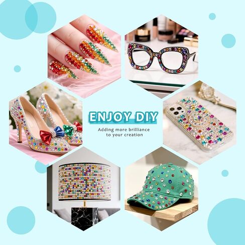 28000 Pcs Rainbow Colors Resin Rhinestones 3mm Bedazzling Crystal Flatback Rhinestones with Tweezers for DIY Crafts Shoes Clothing Glasses Nail Art in Kuwait