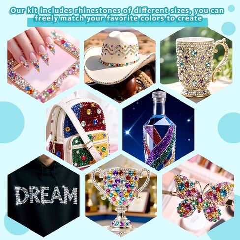 28000 Pcs Rainbow Colors Resin Rhinestones 3mm Bedazzling Crystal Flatback Rhinestones with Tweezers for DIY Crafts Shoes Clothing Glasses Nail Art in Kuwait