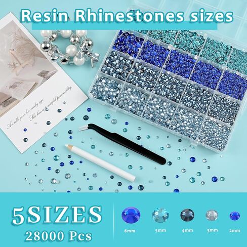 28000 Pcs Rainbow Colors Resin Rhinestones 3mm Bedazzling Crystal Flatback Rhinestones with Tweezers for DIY Crafts Shoes Clothing Glasses Nail Art in Kuwait