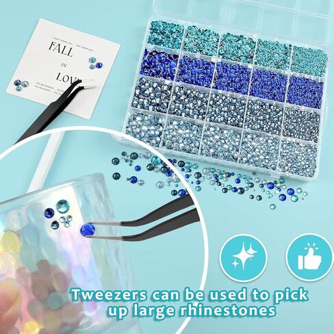 28000 Pcs Rainbow Colors Resin Rhinestones 3mm Bedazzling Crystal Flatback Rhinestones with Tweezers for DIY Crafts Shoes Clothing Glasses Nail Art in Kuwait