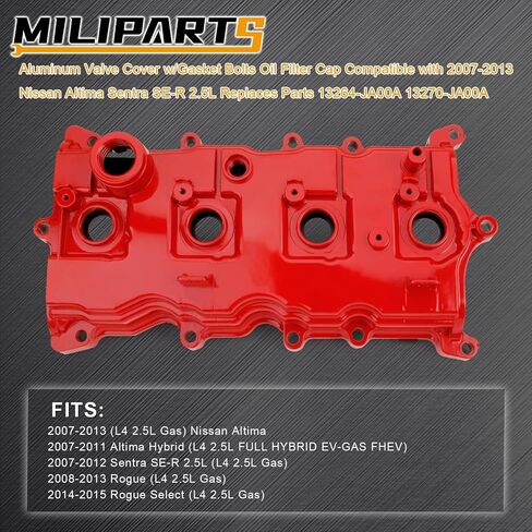 Engine Valve Cover w/Gasket Bolts Oil Filter Cap Compatible with 2007-2013 Nissan Altima Sentra SE-R 2.5L Replaces Parts 13264-JA00A 13270-JA00A in Kuwait