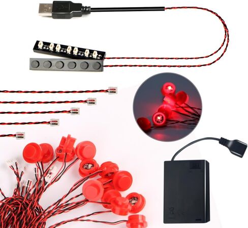 14PCS LED Lights 1X1 Circular Dot Compatible with Lego Building City Model Set Block Accessories Lighting Kit Toys（Warm Colors） in Kuwait