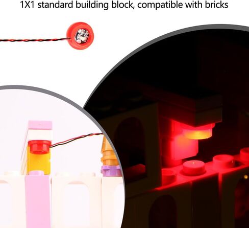 14PCS LED Lights 1X1 Circular Dot Compatible with Lego Building City Model Set Block Accessories Lighting Kit Toys（Warm Colors） in Kuwait