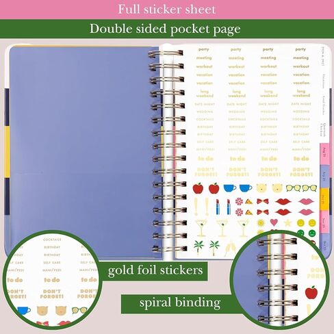 Kate Spade New York Daily Planner 2025-2026 جدول أعمال كبير أغسطس 2025 ديسمبر 2026 ، مخطط حلزوني أسبوعي وشهري مع ملصقات (مجلة) in Saudi Arabia