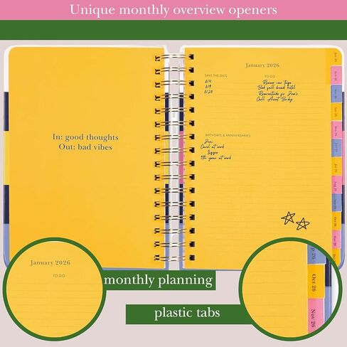Kate Spade New York Daily Planner 2025-2026 جدول أعمال كبير أغسطس 2025 ديسمبر 2026 ، مخطط حلزوني أسبوعي وشهري مع ملصقات (مجلة) in Saudi Arabia