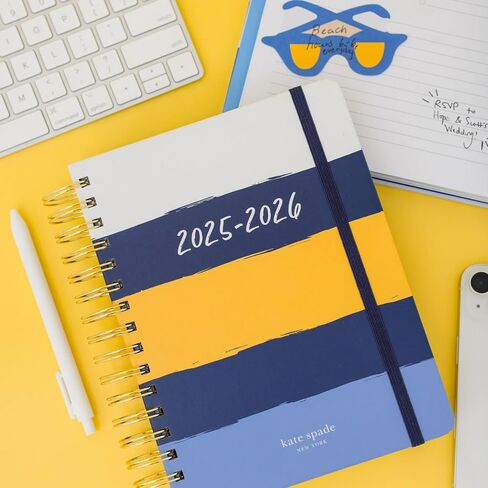 Kate Spade New York Daily Planner 2025-2026 جدول أعمال كبير أغسطس 2025 ديسمبر 2026 ، مخطط حلزوني أسبوعي وشهري مع ملصقات (مجلة) in Saudi Arabia