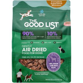 Farmland Traditions The Good List Air-Dried Dog Food, Premium Beef & Bone Broth for Dogs, Protein Rich & Grain-Free Nutrition, 1 Pound Bag