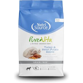 NutriSource Pure Vita Limited Ingredient Grain Free Dry Dog Food, Turkey and Sweet Potato, 12LB