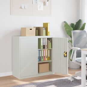 Office Cabinet with 2 Doors Gray 35.4" Steel,Modern Metal File Cabinet with Adjustable Shelves for Office Storage Office Furniture File Cabinets