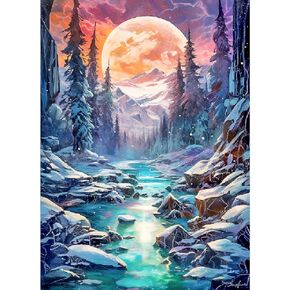 Diamond Art Kits for Adults - Aurora Lake Landscape Diamond Painting Kits DIY 5D Full Drill Diamond Dots Paintings with Diamonds Gem Art and Crafts for Home Decor 12x16 Inch