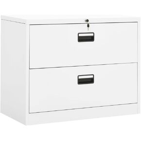 Filing Cabinet White 35.4"x18.1"x28.5" Steel,Multipurpose Office Filing Cabinet with 2 Drawers and Lock, for A4, Legal, and Letter Hanging File Folders Office Furniture File Cabinets