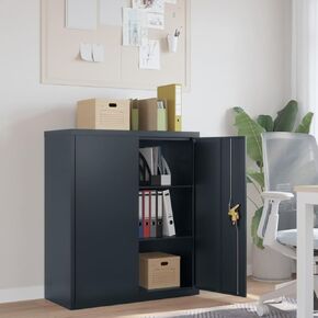 File Cabinet Anthracite 35.4"x15.7"x41.3" Steel,Sturdy File Cabinet with Lock and Adjustable Shelves for Office Organization Office Furniture File Cabinets