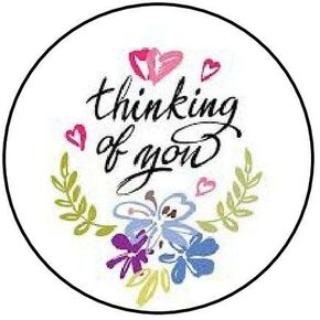 without brand Set of 48 Envelope Seals Labels Thinking of You Flowers 1.2" Round