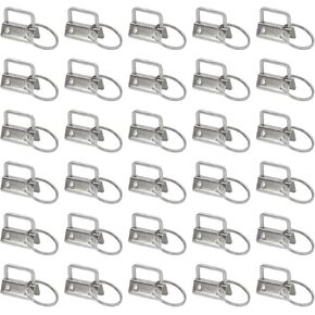 30 Pack Bronze Key Fob Hardware Kit, 1 Inch Antique Brass Keychain Clamps with 25mm Split Rings for DIY Wristlets, Leather Crafts, Lanyards, and Bag Straps