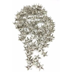Nailheads - Spots - Studs - 100 pcs 40ss (8mm) Star Nailheads Silver- Silver Star Studs - Premium Quality Brass Nailheads