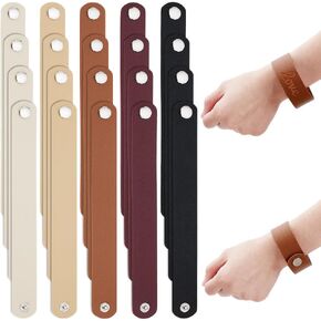 PH PandaHall 20pcs 5 Colors PU Leather Bracelets, 8-3/4 x 1 inch Plain Leather Snap Bracelets Blank Wrist Leather Cuffs Leather Straps with Snaps for DIY Crafts Wristbands Men Women Jewelry Making