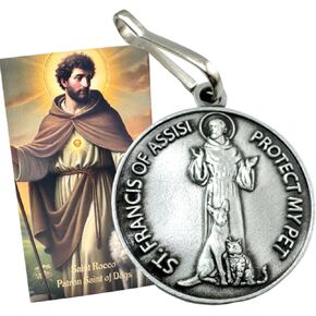 Westmon Works St Francis Dog Collar Medal Set with Saint Rocco Patron of Dogs Holy Card