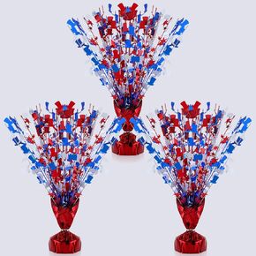 Capoda 3 Pcs 4th of July Table Centerpieces Metallic Plastic Patriotic Decoration Centerpiece Glitter Foil Independence Day Table Decoration for Labor Day Veteran Day Memorial Day Party Supplies Decor