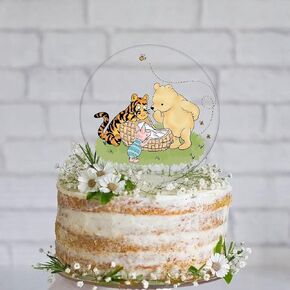Winnie Cake Topper for Baby Shower Cute Cake Cake Toppers for Pooh عيد ميلاد زخرفة مستلزمات الجنس تكشف عن ديكور كعكة الحفلات