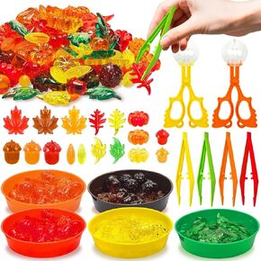 154 Pcs Summer Ice Cream Sensory Bin Filler Ice Cream Sensory Bin Items Fine Motor Toys Counting Sorting 100 Pom Pom 6 Sorting Cups with 6 Spoons for Summer Sorting Counting Training