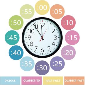 Boho Rainbow Clock Numbers Bulletin Board Kits, Telling Time Teaching Clock for Kids Labels, Learning to Tell Time Clock Cutouts for Elementary Math Classroom Must Haves (Boho)